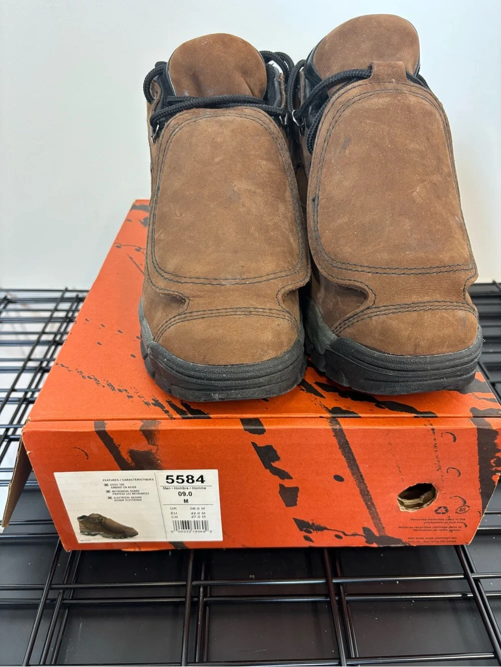 Men's Steel Toe Work Shoe 09 M - Brown